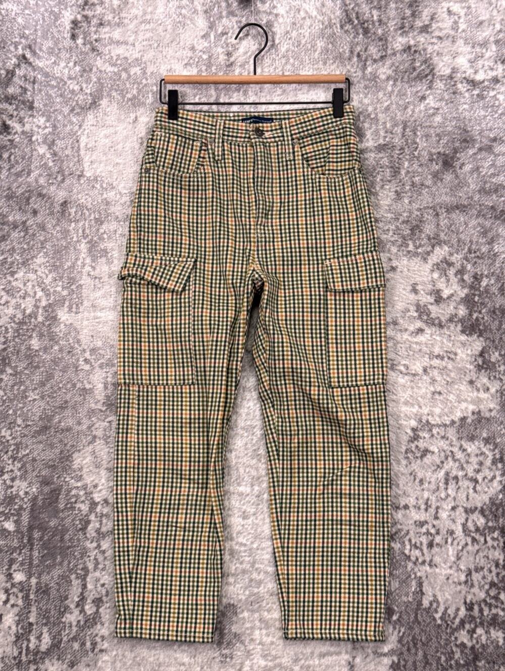 Levis Made & Crafted Pants 24 Womens Barrel Crop Cargo Check Twill